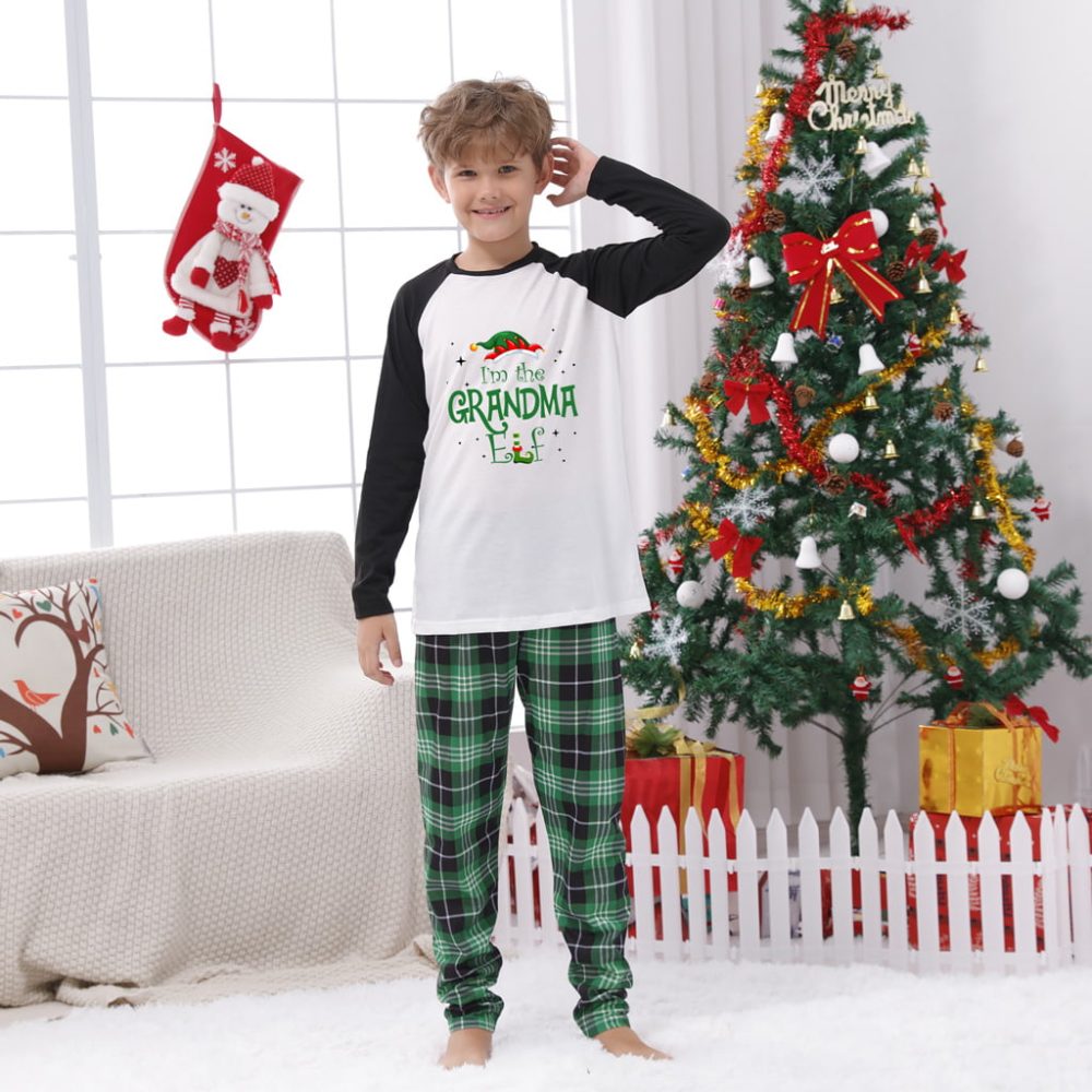 Custom Elf Personalised Christmas Pjs Family Green