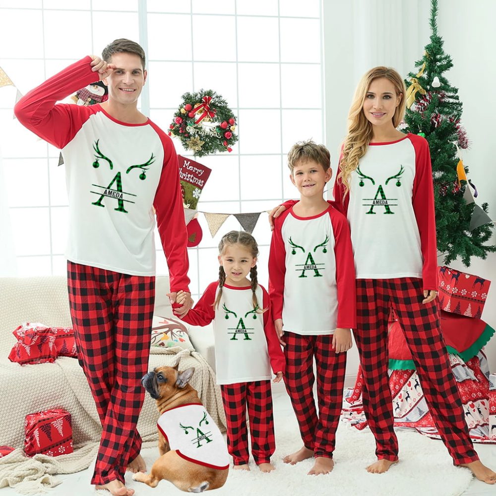 Cute Reindeer Names Family Christmas Pyjamas Personalised