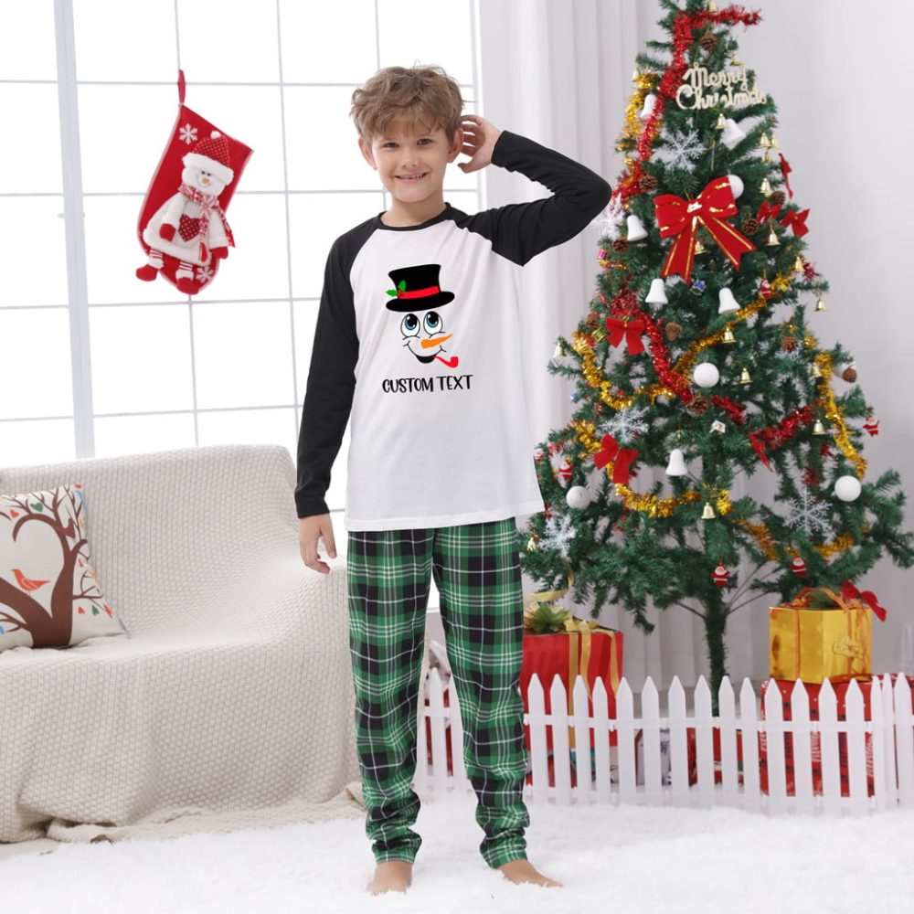Cute Snowman Personalised Family Matching Christmas Pjs