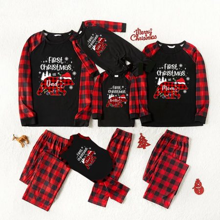 First Christmas Pjs Personalised With Babies In Flat