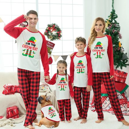 Funny Elf Personalised Family Matching Christmas Pjs