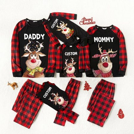 Funny Reindeer Personalised Family Christmas Pyjamas With Dog