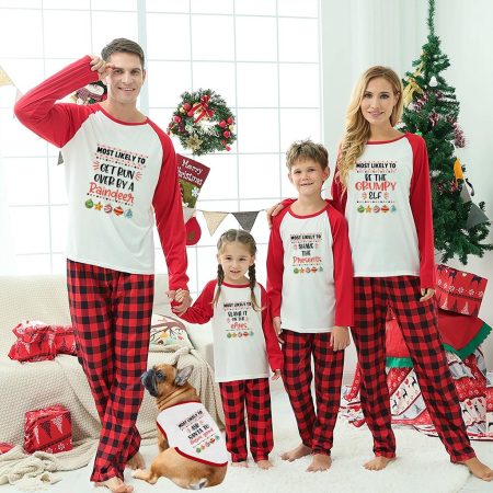 Most Likely To Personalised Family Christmas Pyjamas Red