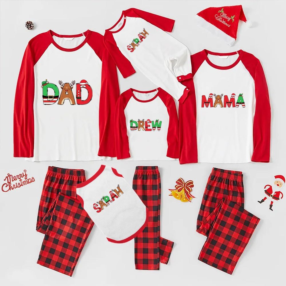 Personalised Name Christmas Family Pyjamas Set