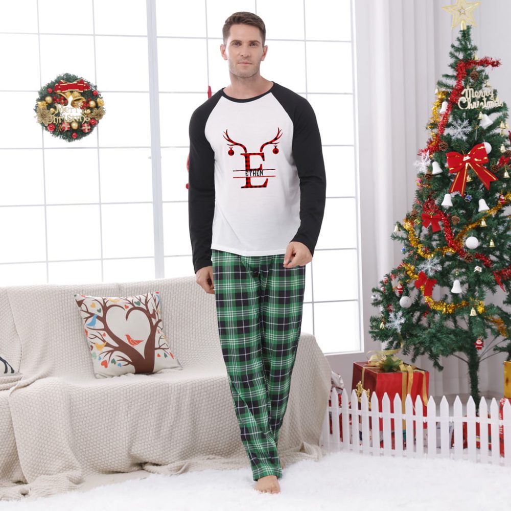 Reindeer Personalised Family Christmas Pyjamas Set With Names
