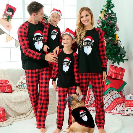 Santa Believe Matching Christmas Pjs With Dog