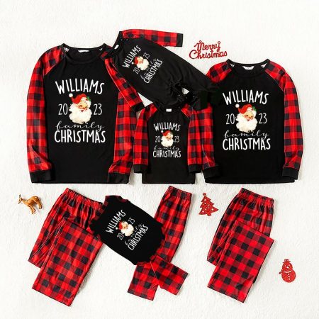 Matching family christmas pyjamas 2024 with santa and personalised name