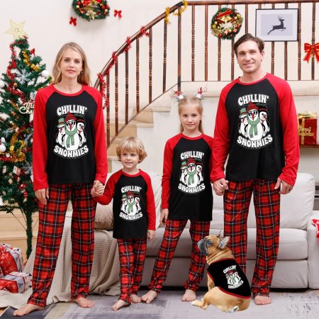 Chillin' with Snowman Matching Family Christmas Pyjamas UK