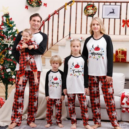Christmas Family Pyjamas Set Santa's Hat Custom Text