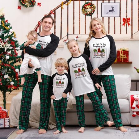 Custom Family in Christmas Jammies Saying Everything Is Fine