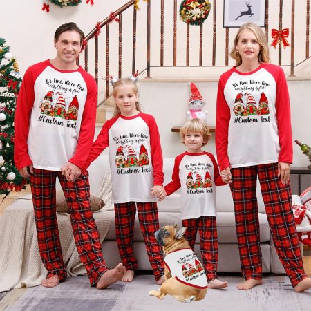 Custom Name Best Three Gonk Family Christmas Pyjamas