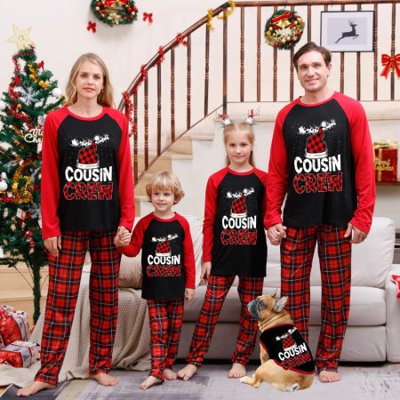 Cute Cousin Crew Family Christmas Jammies With Dog