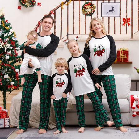 Personalised Cute Bear Family Set Of Christmas Pyjamas