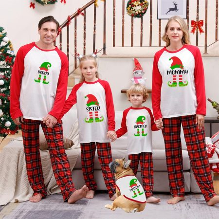 Personalised Elf Matching Christmas Eve Pyjamas With Names