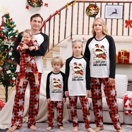 Santa Don't Stop Believin Matching Family Christmas Pyjamas