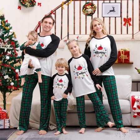 Santa's Hat Family Christmas Pyjamas Uk Custom Name