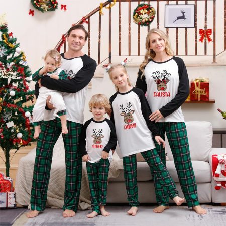 Xmas Family Pyjamas Custom Name with Reindeer