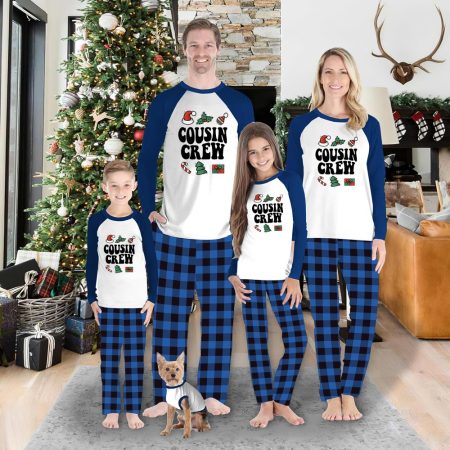 Cousin Crew Christmas Eve Pyjamas Family Blue White