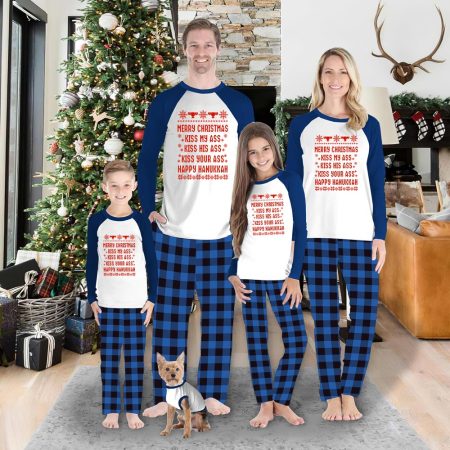 Funny Griswold Sayings Matching Family Christmas Pyjamas Blue White