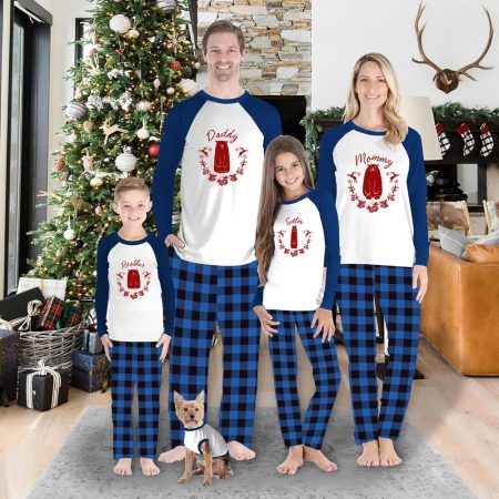 Personalised Cute Hamster Matching Christmas Jammies Blue White