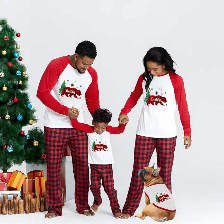 Bear Personalised Family Tartan Christmas Pyjamas With Baby