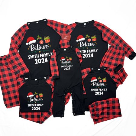 Believe Family Christmas Pyjamas Set 2024 With Name