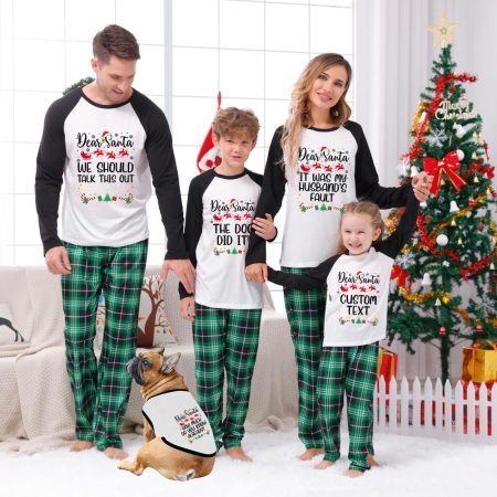 Customised Christmas Pyjamas With Dear Santa Sayings