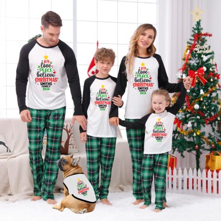 Joy Love Peace Matching Family Christmas Pyjamas Personalised 2024