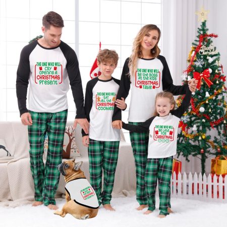 Matching Family Tartan Christmas Pyjamas With Funny Phrase