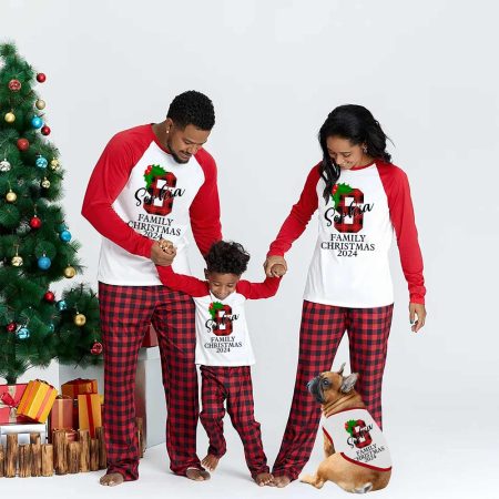 Monogrammed Personalised Christmas Pyjamas Family 2024