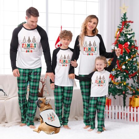 Soft Christmas Tree Matching Family Pyjamas With Dog 2024
