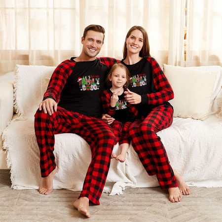 We Are Family 2024 Family Tartan Christmas Pyjamas With Dog